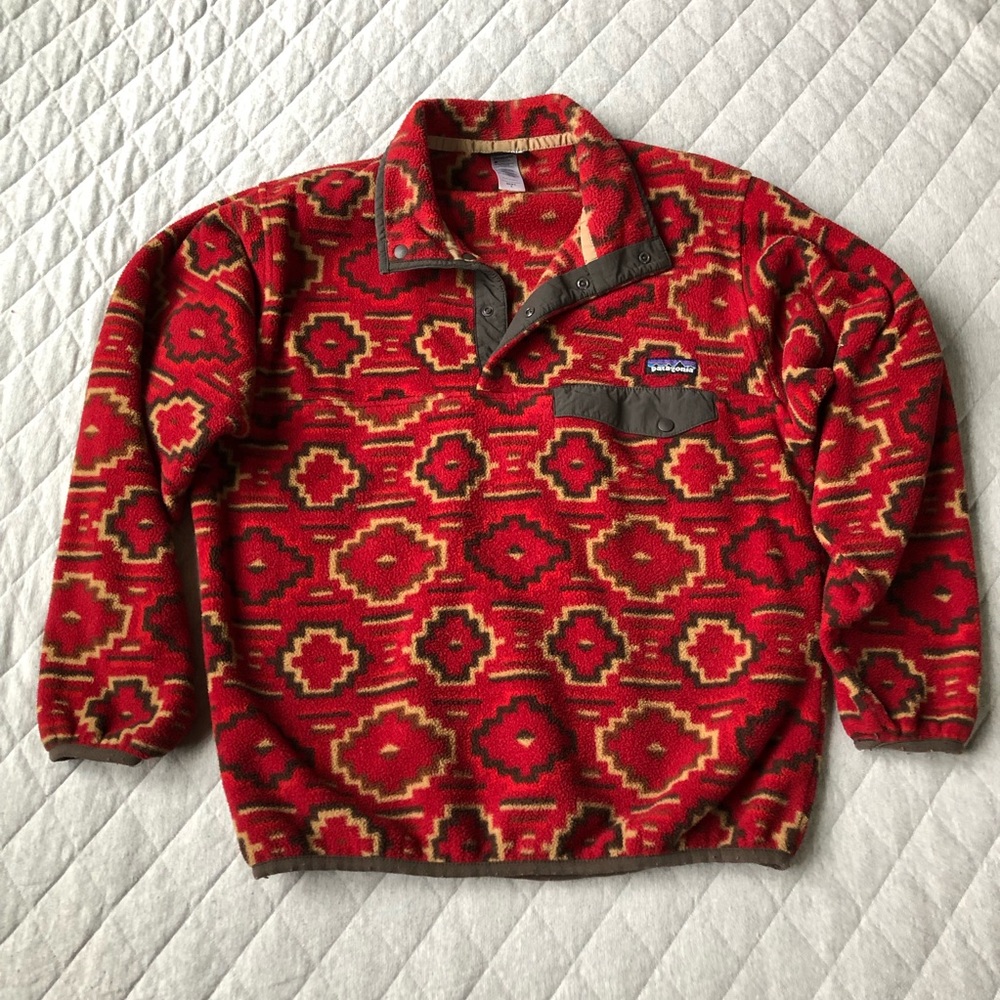 Patagonia Synchilla red Aztec tribal print